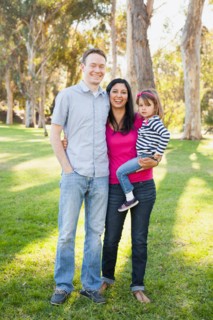 Portrait of happy family in park