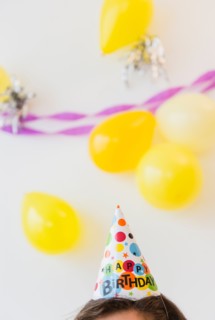 Party hat and balloons