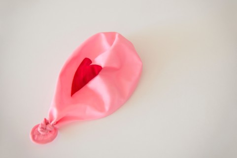 Studio Shot of deflated pink balloon
