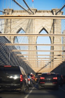 Cars on Brooklyn Bridge