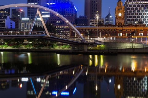 Cityscape with Flinders Street Station