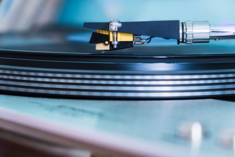 Close-up of turntable.