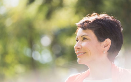 Portrait of mature woman smiling .