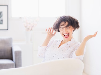 Portrait of laughing young woman