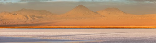 Chile, San Pedro de Atacama, Volcanic landscape during sunset