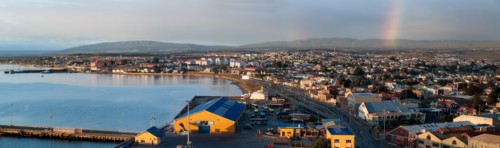 Cityscape with rainbow