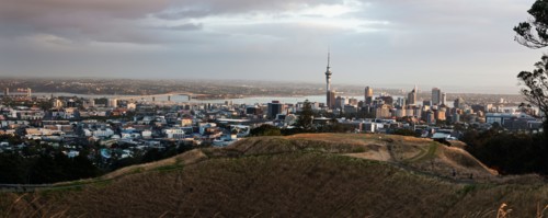 Sunrise over city