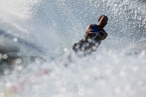 Man waterskiing