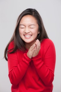 Portrait of happy teenage girl (16-17)