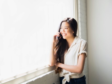 Woman talking on phone