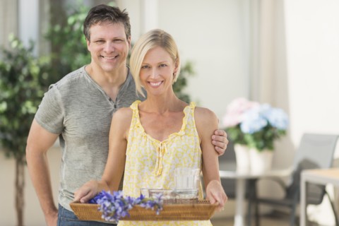 Portrait of couple at home.