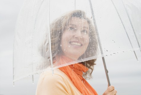 Woman with umbrella.