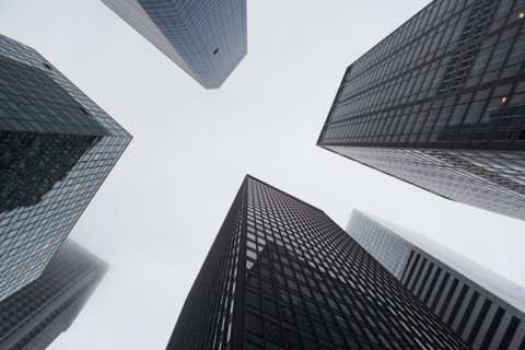 Facade of modern office buildings. USA, New York State, New York City.
Photo : fotog