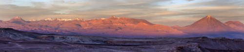 View to Valle de la Luna at sunrise. Chile, Antofagasta Region, Atacama Desert, Valle de la Luna