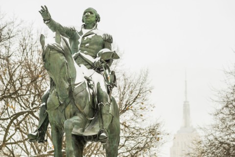 George Washington statue in union square park. New York City, USA.