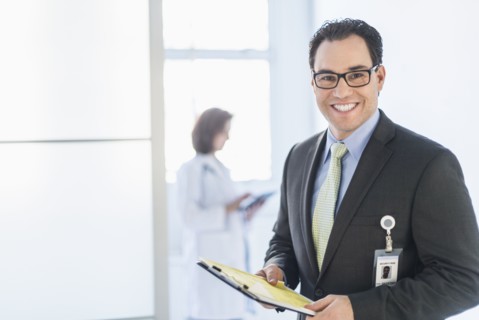 Portrait of health administrator in hospital.