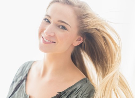Portrait of attractive blonde woman.