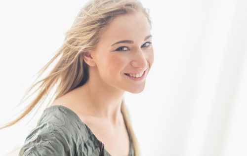 Portrait of attractive blonde woman.