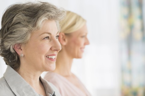 Profiles of two mature women.