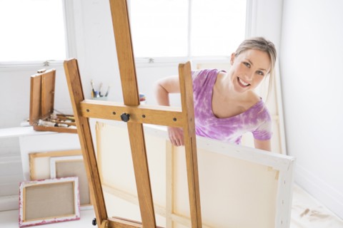 Female painter in studio.