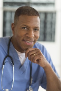 Portrait of male doctor in hospital.