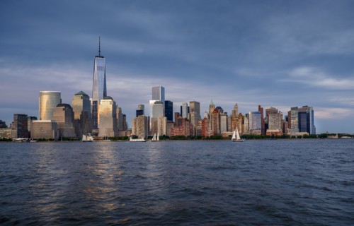 View of Manhattan at sunset.