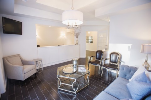 View of elegant waiting room in clinic.
