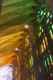 Sagrada Familia church interior. Barcelona, Spain.