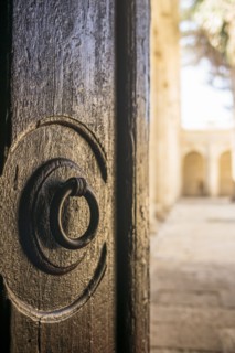 Door knocker on Cathedral of Almeria. Almeria, Spain.