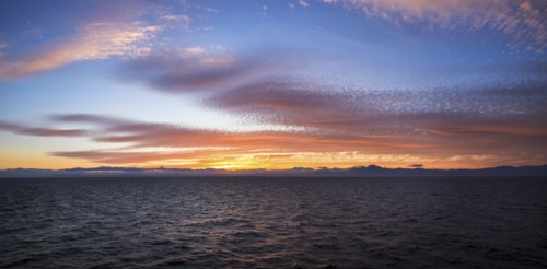 Mediterranean sea at sunset.