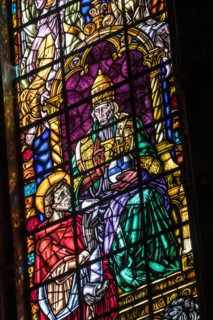 Stained glass in Monastery of Jeronimos. Lisbon, Portugal.
