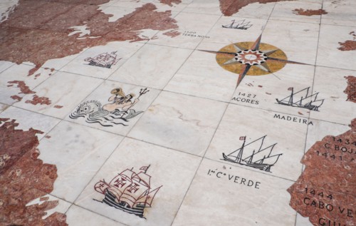 Map on Monument to Discoveries. Lisbon, Portugal.