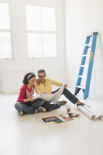 Couple preparing for renovation of new home.