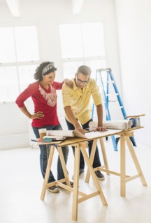 Couple preparing for renovation of new home.