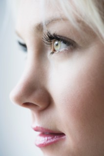 Profile of blonde woman.