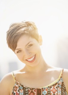 Portrait of smiling brunette.