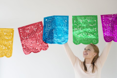 Woman hanging decoration