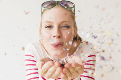 Young woman having party