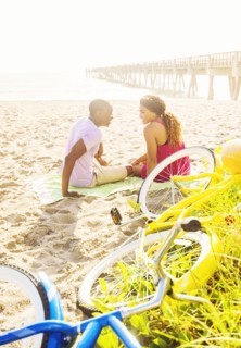 Young couple relaxing on beach