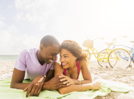 Young couple relaxing on beach
