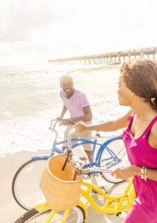Young couple during bike trip