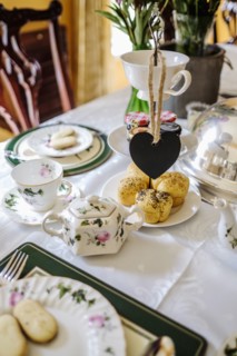 Tea party setting in the dining room