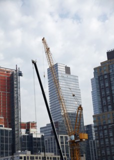Cranes in urban scene