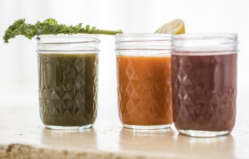 Studio shot of vegetable juices.