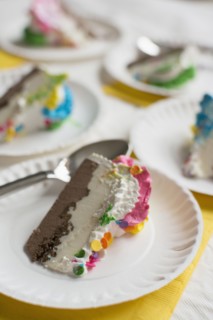 Close-up of birthday cake slice