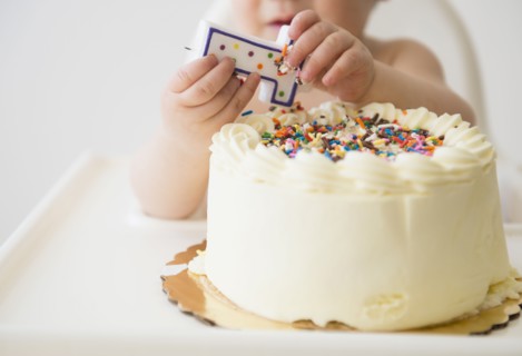 Baby girl (12-17 months) celebrating first birthday