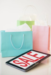 Digital tablet and shopping bags