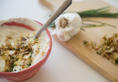 Studio shot of onion dip