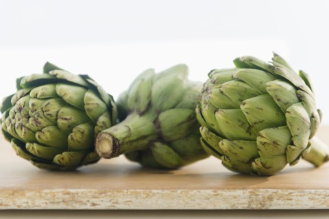 Studio shot of artichokes