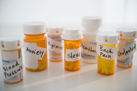 Studio shot of pill bottles